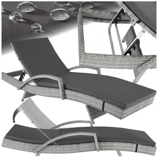 Tectake Rattan Sonnenliege 190 x 71 x 75 cm Grau