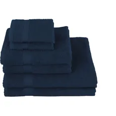 my home Handtuch Set »Nela«, (Set, 6 St., 2 Badetücher 70x140 cm-2 Handtücher 50x100 cm-2 Waschlappen 30x30 cm), mit Bordüre, einfarbiges Handtuch-Set aus 100% Baumwolle, blau
