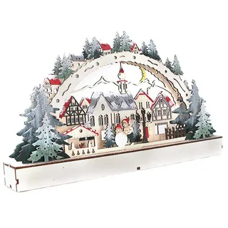Miokycl Weihnachtshaus LED Weihnachtswald Szene Holz Weihnachtsdorf Einkaufszentrum Fensterdekorationen (Weihnachtsdekoration)