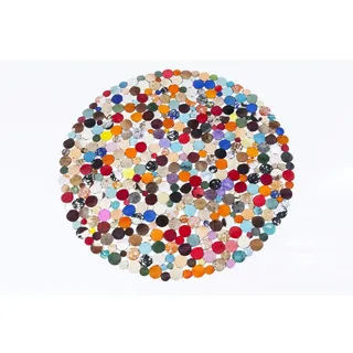 Kare Design Teppich Circle, Mehrfarbig, 150cm Durchmesser, Kuh-/Rinderfell, Handgearbeitet, Abstrakt