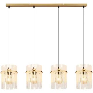 Globo Hängeleuchte , Klar, Opal, Schwarz, Goldfarben , Metall, Glas, Textil , 4x140x97 cm , Ce , beliebig kürzbar , Lampen & Leuchten, Leuchtenserien