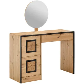 Xora Schminktisch , Schwarz, Eichefarben , Glas, Holzwerkstoff , 5 Schublade(n) Schubladen , rechteckig , Wange, Sockel , 132x110x40 cm , Bsci , Schlafzimmer, Schminktische