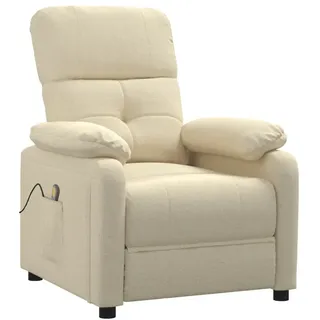 vidaXL Massagesessel 90 x 100 x 90 cm Beige/Weiß mit Liegeposition und Vibrationsmassage