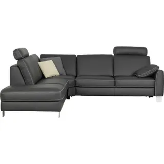 Valdera Ecksofa , Anthrazit , Leder , Echtleder , Longlife-Leder, Semi-Anilinleder , L-Form , 272x245 cm , Goldenes M , Typenauswahl, Lederauswahl, Stoffauswahl, seitenverkehrt erhältlich, Bettfunktion erhältlich , Wohnzimmer, Sofas & Couches, Sofas, Ledersofas