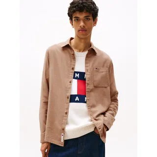 Tommy Jeans Flanellhemd "TJM FLANNEL" regular fit, Langarmhemd, halbgespreizter Kragen, pecan nut