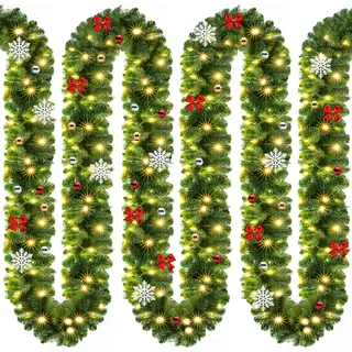 CASARIA Weihnachtsgirlande mit Beleuchtung Deko 5m 80 LEDs | Warmweiß, Beleuchtet, Innen, Außen, IP44, Grün, Weihnachtsdeko, Weihnachten, Girlande, Tannengirlande