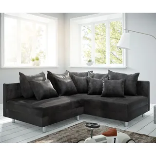 DELIFE Ecksofa Clovis Anthrazit Antik Optik Ottomane Rechts Modulsofa - Grau, Schwarz