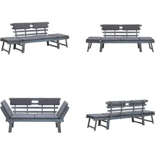 vidaXL Gartenbank mit Auflagen 2 in 1 190 cm Grau Massivholz Akazie - Gartenbank - Gartenbänke - Holz Gartenbank - Holz Gartenbänke - Grau