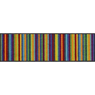 Salonloewe Lund bunt Fußmatte waschbar 030 x 100 cm Fußabtreter Schuhparkplatz schmal Schmutzfangmatte Streifen