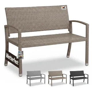CASARIA Polyrattan Gartenbank 122 x 87 x 60 cm Creme-Beige