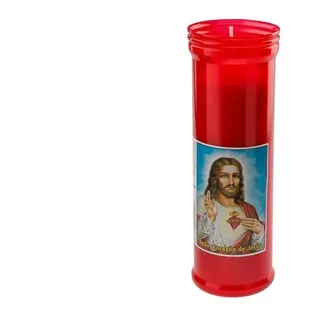 DRW Packung mit 6 roten Kerzen, Heiliges Herz Jesu, 13 cm