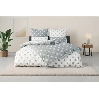 my home Wendebettwäsche »Dots« 2 tlg. ab Größe 135x200 cm, aus recyceltem Material, Bettwäsche mit Punkten, grau