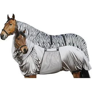 '- Ekzemerdecke | Fliegendecke mit abschwitzender Wirkung | Pferdedecke mit Bauchlatz & verstellbaren Riemen & Bändern | Abschwitzdecke Pferd & Pony | Stalldecke in Grau | 95 cm - Grau