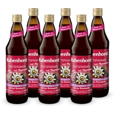 RABENHORST Entspannen mit Magnesium 6er Pack (6 x 700 ml) - Mehrfruchtsaft mit Passionsblumenkraut-Essenz, Magnesium und Vitamin B6 für den Energiehaushalt und das Nervensystem