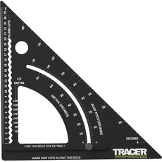 TRACER 12" ProSquare Einstellbares Zimmermannswinkel (Professionelles Vierkantwerkzeug für den Bau mit arretierbarem Arm und leicht lesbaren Lasermarkierungen)