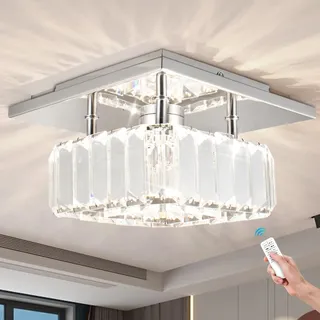 diisunbihuo Mini Kristall Kronleuchter Große Kristall Deckenlampe Runde LED Pendelleuchte für Flur Treppe (kühl weiß) (Square SJT Dimmbar)