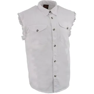 Milwaukee Leather DM4006 Herren Jeanshemd, leicht, ärmellos, ausgefranst, Größe L, Weiß