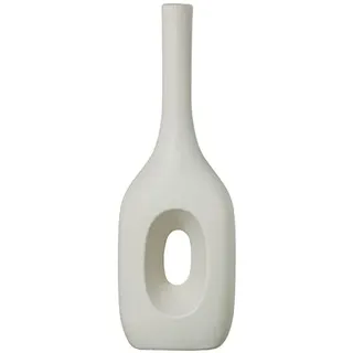DRW Bodenvase mit einem zentralen Loch aus Keramik, cremefarben, 40 x 13 x 9 cm