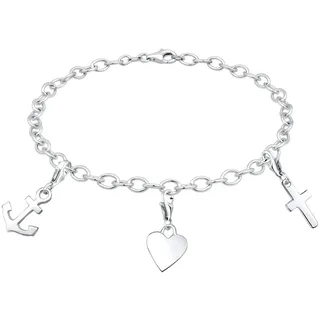 Elli Armband Damen Anker Kreuz Herz Anhänger aus 925 Sterling Silber