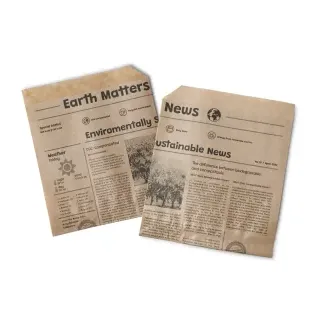 Greenbox Burgertaschen, Papier, braun, 16 x 16 cm, Seitlich offene Burgertüten in Zeitungsoptik, 1 Karton = 1000 Stück