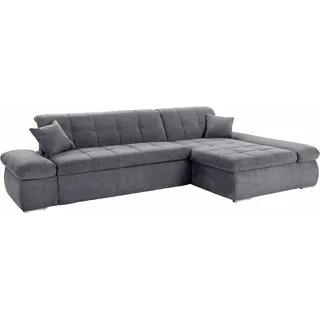 DOMO collection Ecksofa »NMoric XXL, B/T/H: 300/172/80cm, L-Form« wahlweise mit Bettfunktion und Armlehnverstellung, grau,