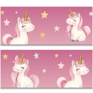 Bordüre 15cm x 200cm für Kinderzimmer Babyzimmer Dekor Aufkleber Wandbordüre selbstklebend Wandtattoo für Kinder Mädchen Junge Y033 (Einhorn)