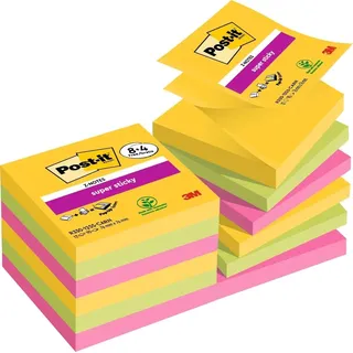 Post-it R330-SSCARN-P8+4 Klebezettel Quadratisch Blau, Grün, Orange, Pink Gelb 90 Blätter Selbstklebend