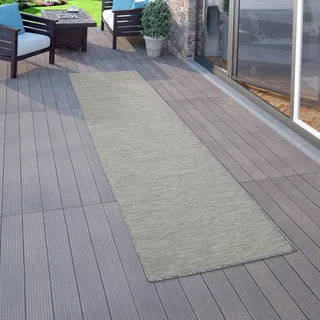 Outdoor Teppich Balkon Terrasse Grau Rosa Grün Pastellfarben Flachgewebe Grösse 120x160 cm - Taupe