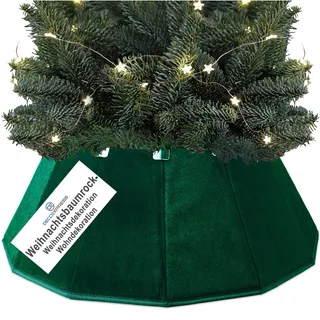 DECO EXPRESS Weihnachtsbaumständer Abdeckung, 38x25cm Weihnachtsbaum Rock, Stilvoll Weihnachtsdeko Innen, Weihnachtsbaumkragen In Elegantes Design (Grüner Samt, Höhe 38 cm/Basis 65 cm)