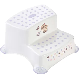 keeeper igor Zweistufiger Tritthocker Cat, Ab ca. 3 bis ca. 14 Jahre, Anti-Rutsch-Funktion, Design: Katze, Weiß