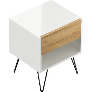 Posseik Nachttisch-Set Industrial B Stehend 40 cm Weiß Eiche Front 2-teilig