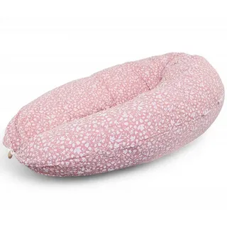 HOBEA-Germany Stillkissen 190 cm x 76 cm XXL Schwangerschaftskissen Seitenschläferkissen Stillkissen mit Bezug aus Bio Baumwolle, Blütentraum Altrosa