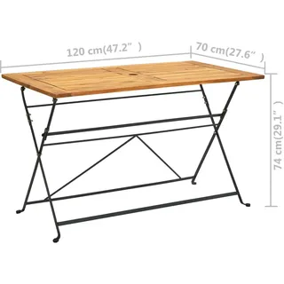 vidaXL Gartentisch 120 x 70 x 74 cm Braun