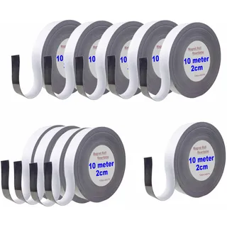 TUKA 100m x 20mm x 1mm Magnetband Wiederbeschreibbar, Kennzeichnungsband für Lagerkennzeichen, Whiteboard, Kühlschrank, Magnettafeln usw. Beschreibbar Abwichbar Zuschneidbar, 10x10m Weiß TKD9046