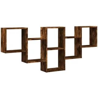 vidaXL Wandregal Räuchereiche 159/18/66 Cm Holzwerkstoff , Dunkelbraun , 159x66x18 cm , Wohnzimmer, Regale, Wandregale