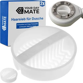 Haarsieb für Dusche, 2 Stück, Weiß, kompatibel mit Viega Tempoplex ab Baujahr 2006 bis Heute, Ersatz Tauchrohr Haarfänger Dusche für Modell 6961.96, 582 951, Haarfilter Siebeinsatz Duschablauf Siphon