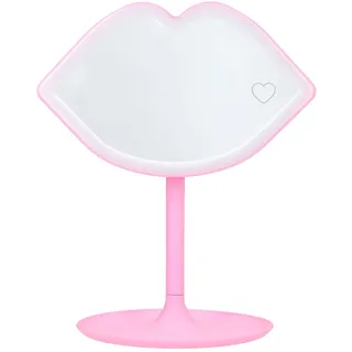 Depesche 14116 TOPModel - LED Tischspiegel Candy Glam, Spiegel in Lippen-Form mit LED-Leuchtrand, Schminkspiegel mit Beleuchtung in Rosa