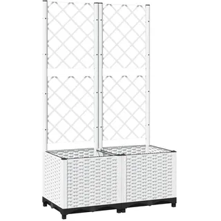vidaXL Pflanzkübel Mit Rankgitter Weiß 80/40/136 Cm Pp , Kunststoff , Rechteckig , 80x136x40 cm , Gartenzubehör, Hochbeete