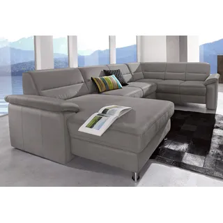 sit&more Wohnlandschaft »Top Ascara U-Form« inklusive Boxspring/Federkern-Polsterung, wahlweise mit Bettfunktion, grau