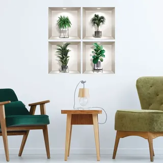 3D-Aufkleber, selbstklebend, 3D-Effekt, Wandtattoo, für Zimmerpflanzen, Erwachsene, Wandaufkleber, 3D-Deko, Wohnzimmer, Wandaufkleber, Trompe, das Auge, 80 x 80 cm