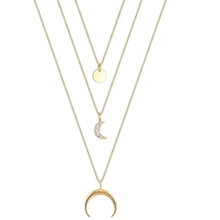 Elli Halskette Damen Halbmond Layer Trend mit Kristalle aus 925 Silber