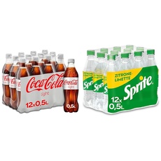 Coca-Cola Light - prickelndes Erfrischungsgetränk mit originalem Coke-Geschmack - ohne Zucker und ohne Kalorien - koffeinhaltiger Softdrink in Einweg Flaschen (12 x 500 ml) & Sprite