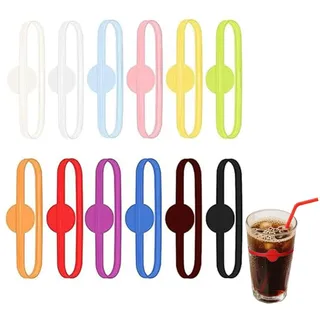 12 Stück Glasmarkierer,Glas Markierung Trinkglas,Silikon Bunte Weinglas Marker,Wiederver Wendbare Glas Markierer,Glass Flaschenmarkierer,für Trinkgläser,Bierflaschen,Bar Party Dekoration,Cocktail