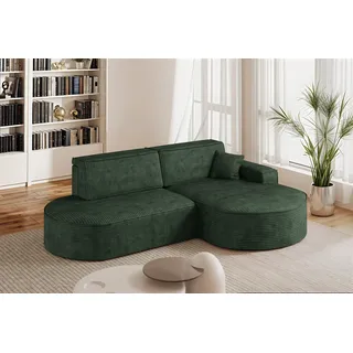Ecksofa Schlafsofa Sofa VENEDIG Stoff Poso Grün Ottomane Rechts - Grün