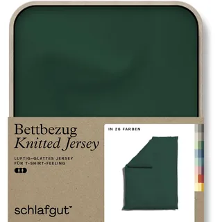 schlafgut Knitted Jersey uni, aus Bio-Baumwolle mit Elasthan, Reißverschluss«, (1 St.), bügelfrei, Mix & Match Bettwäsche: passender Kissenbezug erhältlich Schlafgut Green Deep B/L: 135-140 cm x 200 cm