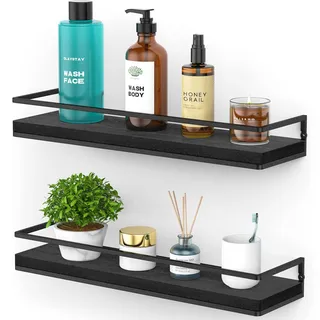 AFAjwsc Gewürzregal Organizer Wandmontage, Gewürzhalter Organizer Hängend, 42CM 2er-Pack, Küchenregal Wandregal Holz und Metall für Schranktür,Küche, Spice Rack