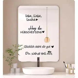 2PC Spiegel Aufkleber Badezimmer Dekoration Spruch Wandtattoo Wandtattoo Sprüche Wandaufkleber für Zitate Wandsticker Fensterbilder Motivation Selbstbewusstsein fördern Frau Deko Geschenk
