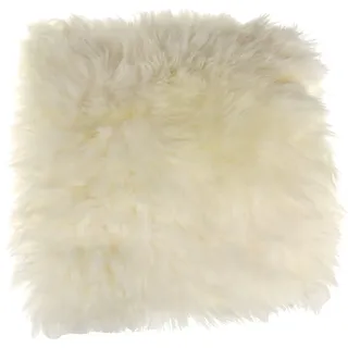 MACOSA Dekofell eckig Weiß 35 cm echtes Lammfell modern Sitzplaid Sitzkissen Deko-Fell Tischdeko Echtfell Sitzauflage Stuhlkissen Fellteppich klein (Weiß)
