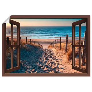 Artland Wandbild »Fensterblick Weg zum Nordseestrand«, Strand, (1 St.), als Leinwandbild, Poster, Wandaufkleber in verschied. Größen, beige