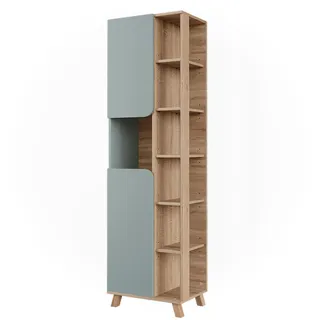 Vicco Badschrank Karen 50 x 175 cm Sonoma/Blau mit 2 Türen